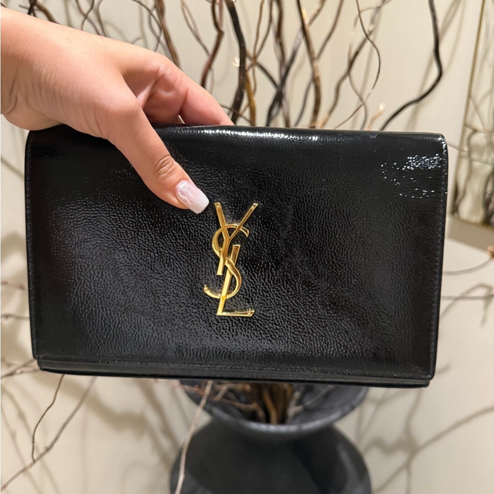 Saint Laurent Black Leather Clutch